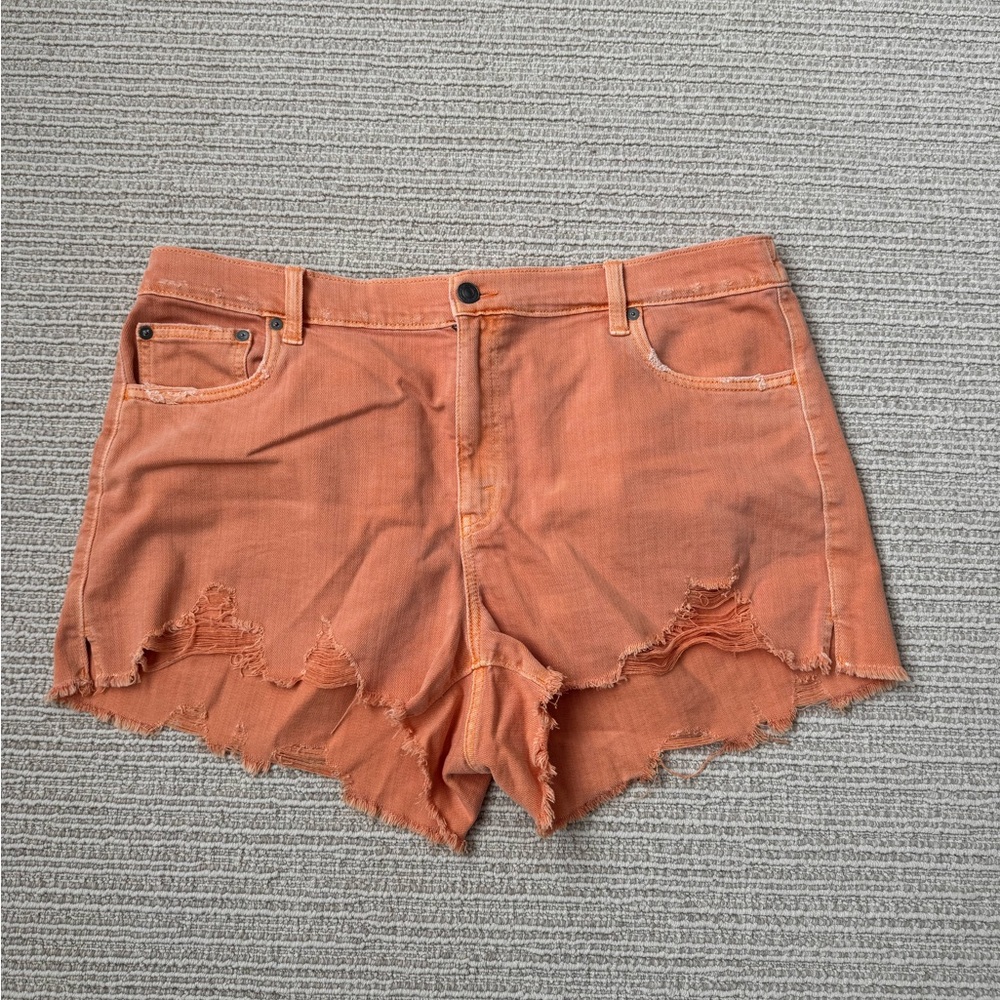 Aerie Women's Distressed Orange Denim Shorts